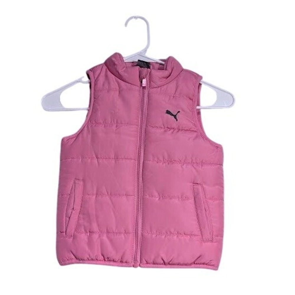 Puma Toddler Girls Puffer Vest 4T Pink Quilted‎ Full Zip Sleeveless Lightweight